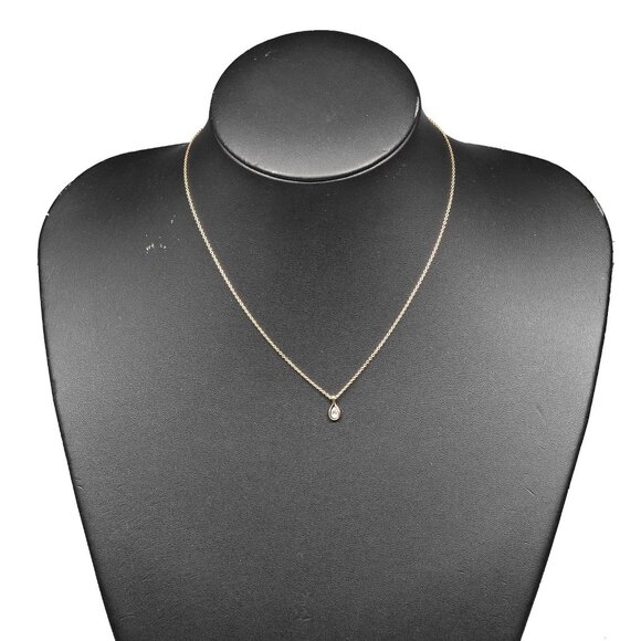 TIFFANY&Co. By the yard pair shape Necklace K18 Pink Gold/diamond 2.25g Women - Picture 1 of 8